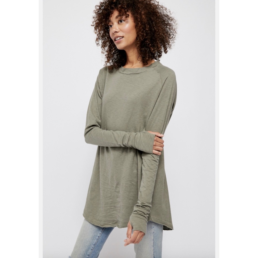 We The Free | Army Green Cotton Arden Oversized Tee Shirt | Large